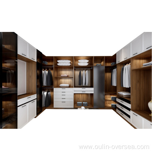 high gloss double color wood closet for bedroom